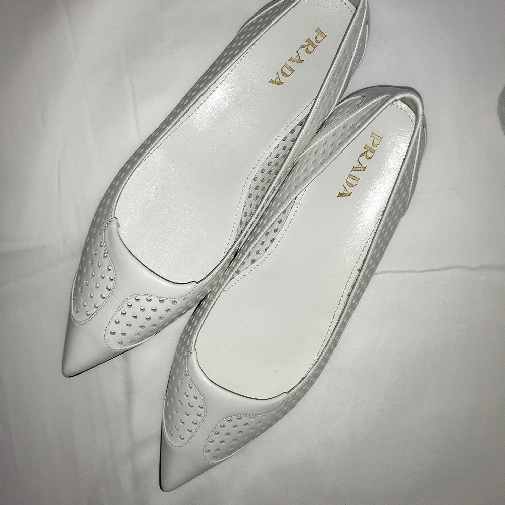 White Prada Flats